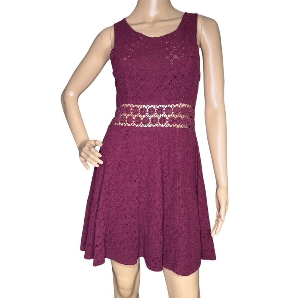 Free People burgundy skater dress with cutouts 8